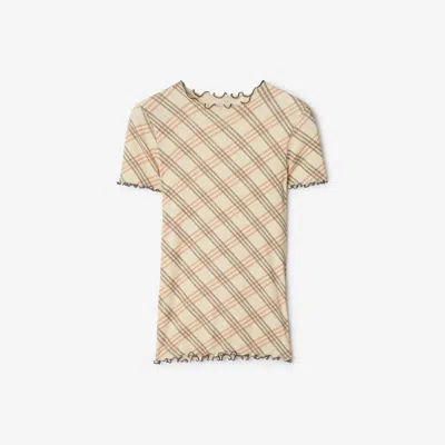 BURBERRY BURBERRY CHECK STRETCH COTTON T-SHIRT