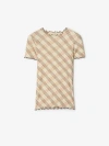 Burberry Check Pattern Crewneck T-shirt In Teacup