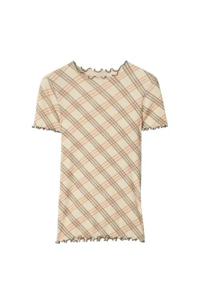 BURBERRY BURBERRY CHECK STRETCH COTTON T-SHIRT