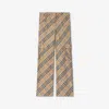 Burberry Beige Cargo Pants With Vintage Check Motif In Linen And Cotton Blend Man In Teacup/pasture