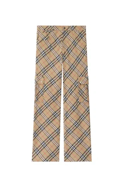 Burberry Wide-leg Trousers With Check Print In Grey