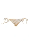 Burberry Signature Check Tie Bikini Bottoms In Flax Ip Check