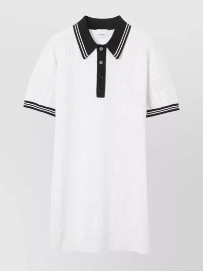 BURBERRY CHECK STRIPE-TRIM POLO DRESS