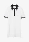 Burberry Check Stripe-trim Polo Dress In White