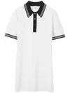 Burberry Check Stripe-trim Polo Dress In White