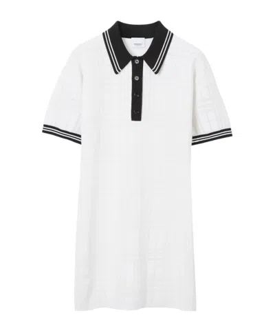 BURBERRY CHECK STRIPE-TRIM POLO DRESS
