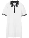Burberry Check Stripe-trim Polo Dress In White