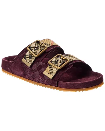 Burberry Check Suede Sandal In Purple