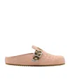 Burberry Urchin Calf Suede Slide Clogs In Pink