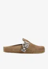Burberry Check Suede Urchin Clogs In Animal Print