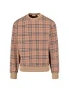 Burberry Check Pattern Sweatshirt With Embroidered Logo In Multi