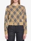 Burberry Cropped Check Knit Sweater With Ribbed Details In Multi