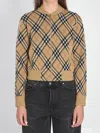 Burberry Cropped Check Knit Sweater With Ribbed Details In Multi