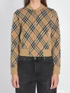 Burberry Cropped Check Knit Sweater With Ribbed Details In Multi