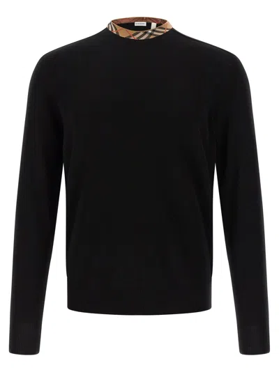 Burberry Check Sweater In Black