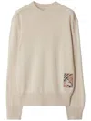 Burberry Check Label Wool Sweater In Beige