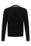 Burberry Crew Neck Knitwear With Distinctive Patterned Collar In Black