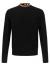 Burberry Crew Neck Knitwear With Distinctive Patterned Collar In Black