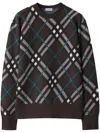 Burberry Check Crewneck Sweater In Brown