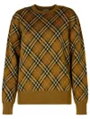 Burberry Check Wool Blend Knit Crewneck Sweater In Beige