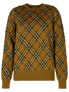 Burberry Check Wool Blend Knit Crewneck Sweater In Beige