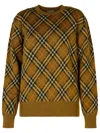 Burberry Check Wool Blend Knit Crewneck Sweater In Cream