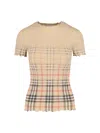 Burberry Womens Sand Ip Check Gradient-check Stretch-cotton Top In Nude