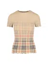 Burberry Womens Sand Ip Check Gradient-check Stretch-cotton Top In Neutral