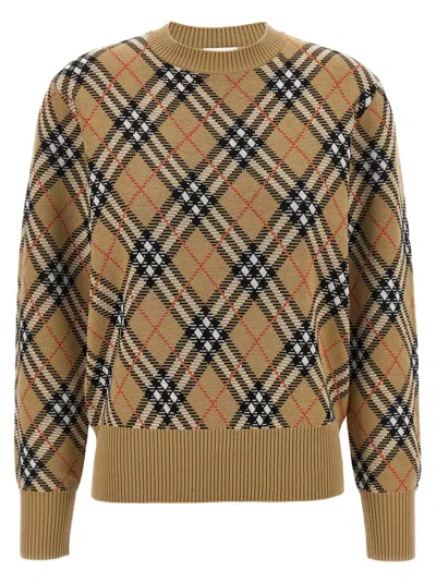 BURBERRY BURBERRY CHECK SWEATER SWEATERS AND CARDIGANS BEIGE