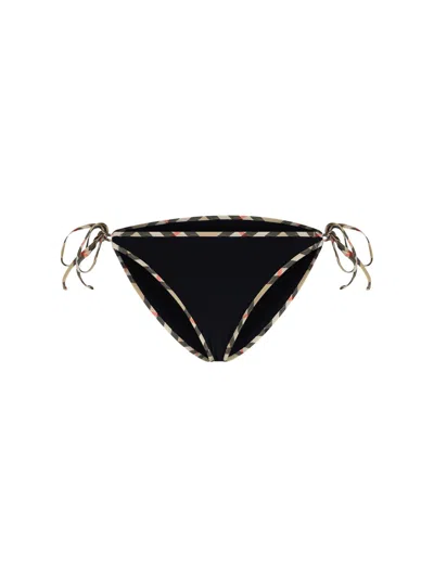 Burberry Check Swim Briefs In Black