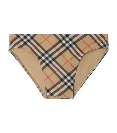 Burberry Beige Speedo With Check Motif In Polyamide Man In Sand