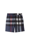Burberry Mens Carbon Blue Guildes Graphic-print Regular-fit Shell Shorts
