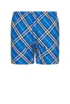 Burberry Check Drawcord Elastic Waist Swim Shorts In Blue