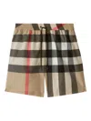 Burberry Boxer Swim Checkered Pattern Pockets Zip In Neutral