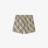 Burberry Printed Check Swim Short In Alabaster