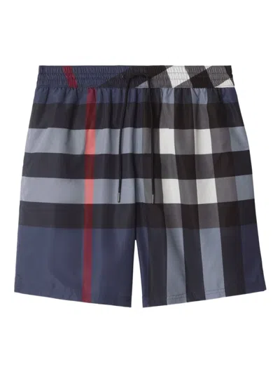 Burberry Printed Polyester Swimming Shorts In Blue