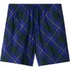 Burberry Check Pattern Swim Shorts With Drawstring Waist In Bright Navy