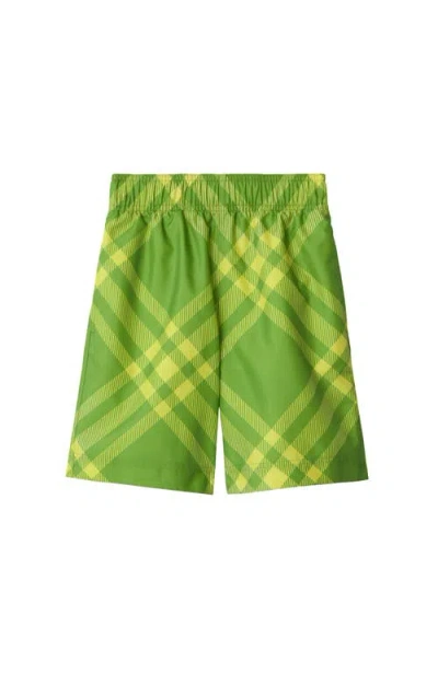 Burberry Kids' Checked Elasticated-waist Swim Shorts In Bright Sorrel