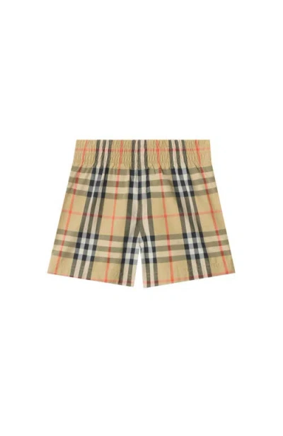 Burberry Babies'  Check Swim Shorts In Brown
