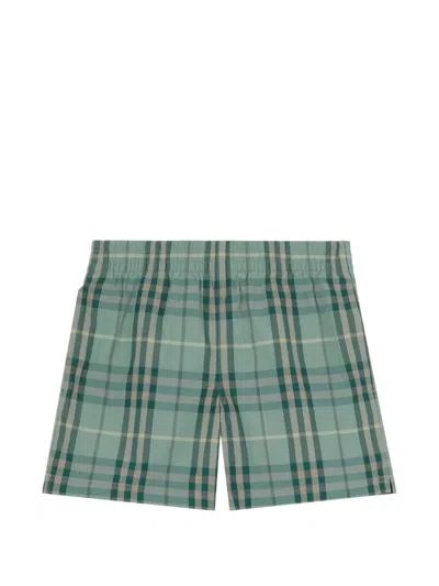 Burberry Kids' Check Swim Shorts In Green