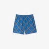 Burberry Check Drawcord Elastic Waist Swim Shorts In Hyacinth