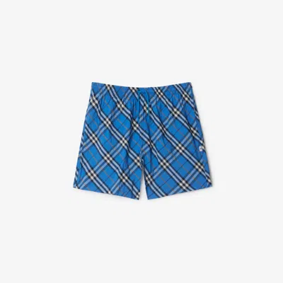 Burberry Check Swim Shorts In Hyacinth