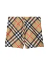 Burberry Check-pattern Swim Shorts In Nude & Neutrals