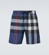 Burberry Mens Carbon Blue Guildes Graphic-print Regular-fit Shell Shorts