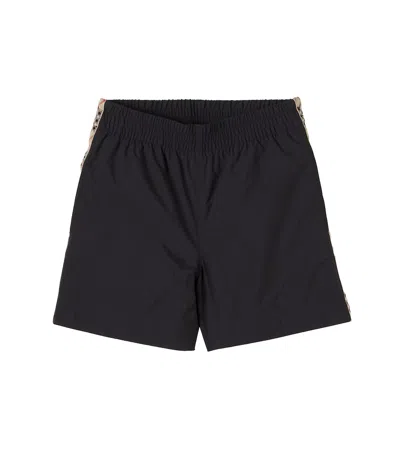 Burberry Check Swim Trunks In Black