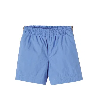 Burberry Check Swim Trunks In Blue
