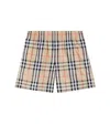 Burberry Check Swim Trunks In Brown