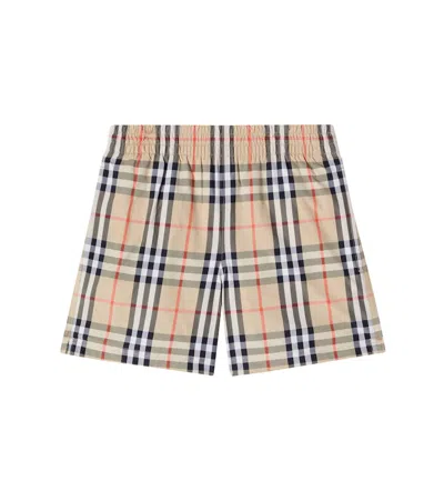 Burberry Kids'  Check Swim Trunks In Brown