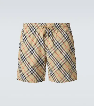 Burberry Sand Beige Polyamide Swimsuit Men In Multi