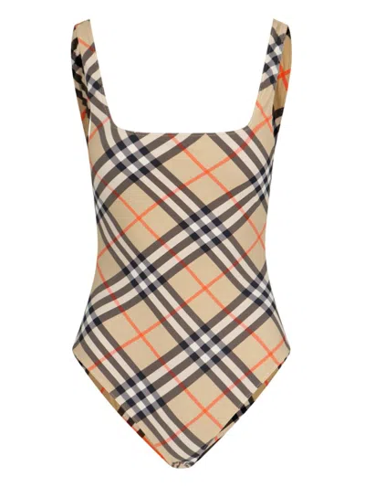 Burberry Women Check Swimsuit In Multi